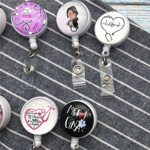 10pcs/lot Retractable Name Card Badge Holder Medical MD RN Nurse Badge ID Name Card Badge Holder Office Employee Name Badge