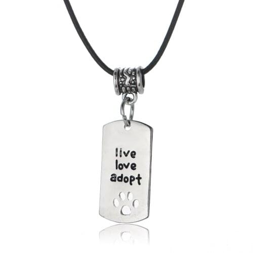 Hollow Paw Animals Cat Dog Prints Square Pendant Live Love Adopt Necklace Chain Remember Party Women Men Family Friends Gifts