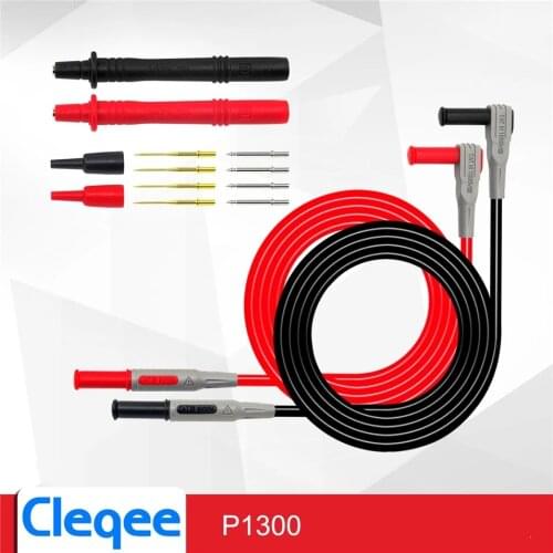 Cleqee P1300A Probes for Multimeter Replaceable Gilded Multimeter Probe Test Lead Kits 4mm Banana Plug Safety Cap Test Probe