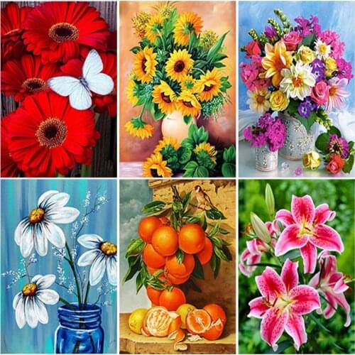 Flower DIY 5D Diamond Painting Full Square Drill Diamond Embroidery Landscape Cross Stitch Mosaic Rhinestones Home Decor