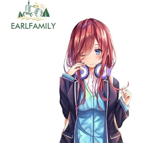 EARLFAMILY 13cm x 7.9cm for Miku Nakano Refrigerator Car Sticker Waterproof Anime Decal Auto Windshield VAN Car Door Protector