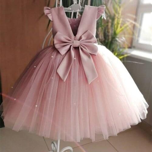 Elegant Flower Girl Dresses Sleeveless Tulle Little Kids Satin First Communion Dresses for Pageant banquet gown