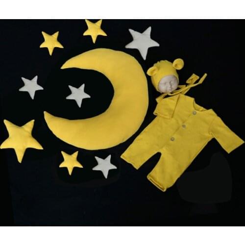 Posing stars and moon newborn photography props knitted moon star Posing toys photography decoration Bean bag background