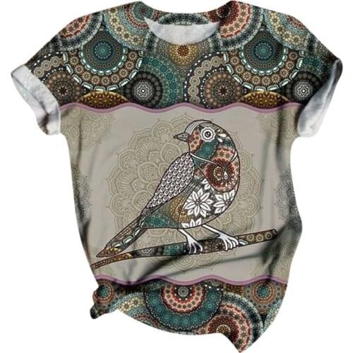 Harajuku Graphic Tee 2021 Women Fashion Short Sleeve O-Neck Animals Printed Cotton Loose T Shirt Casual Tops Camisetas Mujer