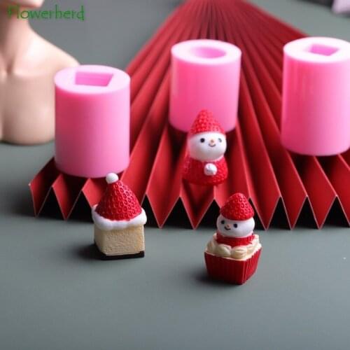 Strawberry Cake Snowman Scented Candle Silicone Mold Candle Making Supplies DIY Resin Molds Aroma Plaster Chocolate Cake Mold