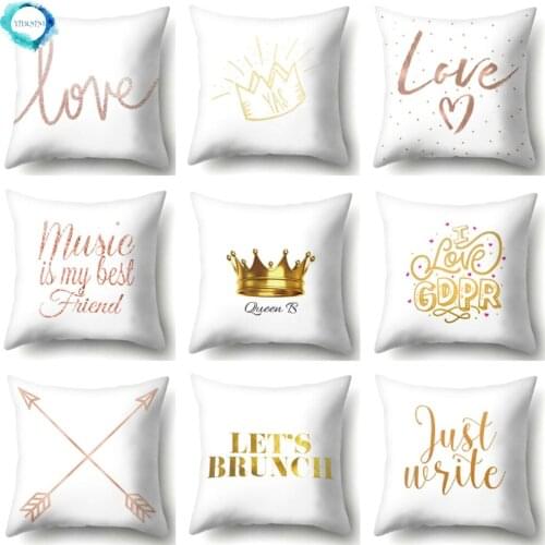 King Queen Letter Moon Lip Printed Decorative Throw Pillow Cover Home Sofa Square Cushion Cover Polyester Pillowcase 45X45CM