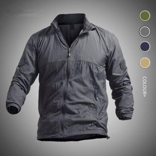 Military Quick Dry Jacket Men Summer Tactical Waterproof Jacket Mens Zipper Skin Coat Jackets Ultra Light Thin Casual Outwear