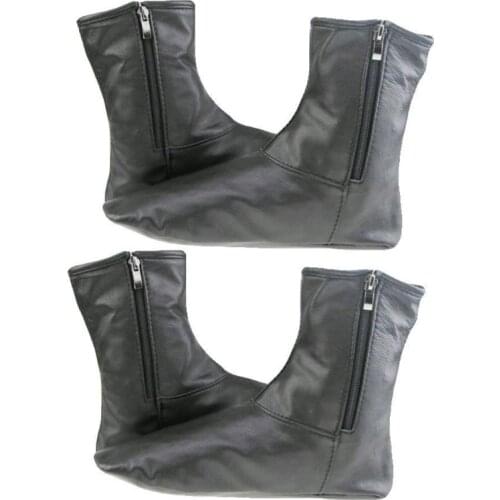 L5YC Muslim Faux Leather Zipper Socks Halal Sunnah Khuff Khuffain Islamic Prayer Sock