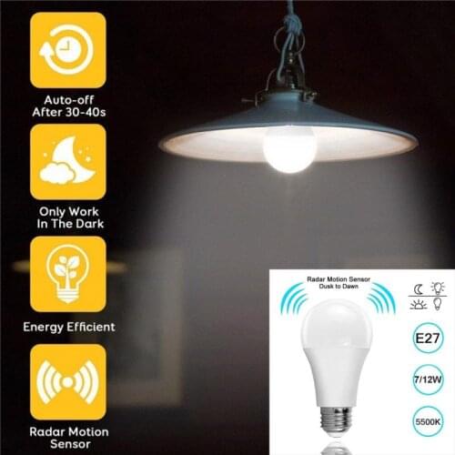 Microwave Radar Motion Sensor Light Bulb E27 LED Lamp Auto Smart Infrared Bulb Energy Saving Bombillas Home Porch Stair Hallway