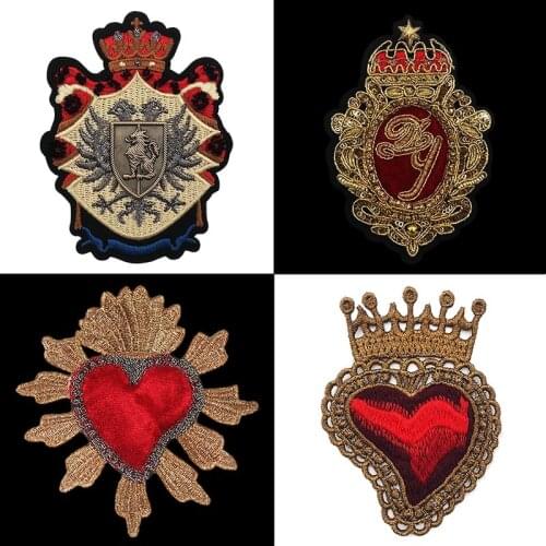 Toothbrush Embroidery Metal Patch letter Crown Peach Heart Patches Applique Animal Badge for clothing Stripe