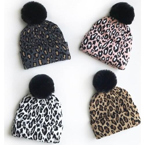 Adult Fashion Warmth Thickening Tide Leopard Print 2020 New Big Hair Ball Hedging Personality Korean Autumn and Winter Hat
