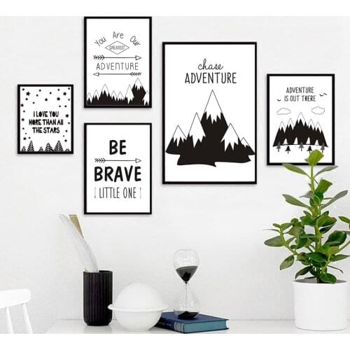 Cartoon Star Mountains Canvas Poster Wall Art Nursery Quote Print Painting Wall Picture Baby Girls Room Decoration