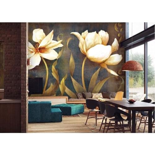 TV backdrop wall wallpaper europeo living room sofa bedroom custom cafe entrance door wallpaper mural large flower