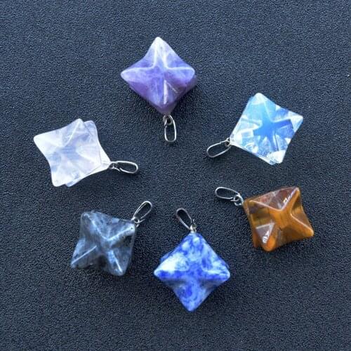Natural Quartz Crystal Merkaba Pendulum Crystal Merkaba Stars DIY Pendant Jewelry Necklace
