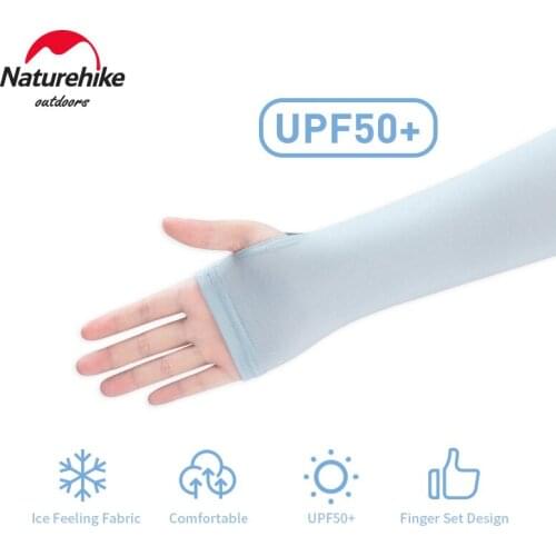 Naturehike Outdoor Cycling Long Gloves UPF50+ Sunscreen Ice Arm Cover Woman/Man Summer Cool Sports Non-Slip No Finger Gloves