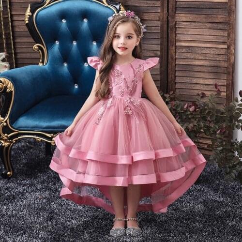 New Childrens Dress Girl Tail Catwalk Wedding Kids Dresses for Girls Kids Clothes