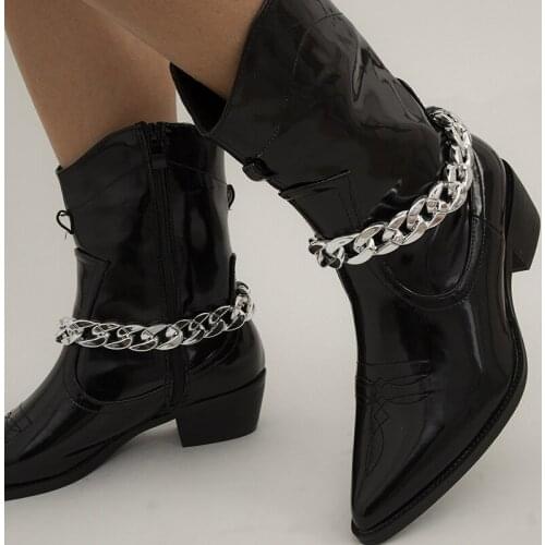 New Womens Fashion Temperament CCB Simple Geometric Shoe Chain Accessories Hip Hop Ins Trendy Thick Chain Anklet Accessories