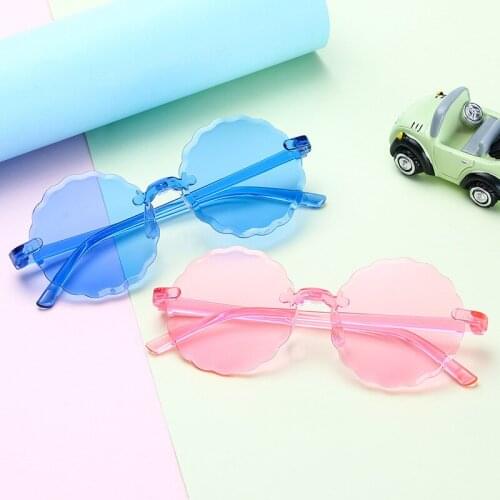 2021 New Rimless Flower Round Cute Kids Sunglasses UV400 for Boys Girls Toddler Lovely Baby Sun Glasses Children Oculos de sol