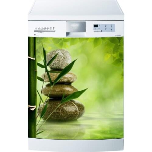 Wholesale 3D Zen Bamboo Stones Dishwasher Refrigerator Freeze Sticker Art Fridge Door Cover Wallpaper Kitchen Wall Stickers