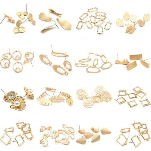Earrings Jewelry Making finding Accessories Zinc Alloy Golden Metal Leaves Earrings Base Connectors Linkers 10pcs/lot wholesale