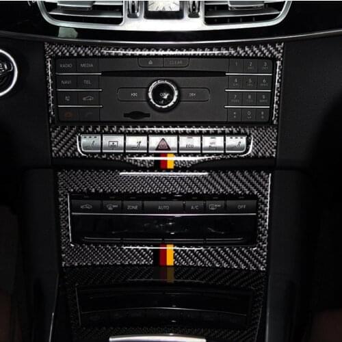 Carbon Fiber Center Console Air Conditioning CD Frame Decoration Cover Trim 2Pcs For Mercedes Benz E Class W212 2014-2015