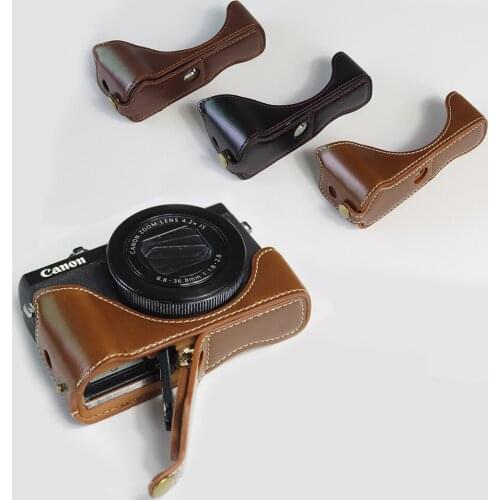 Portable PU Leather case Camera Bag cover For Canon G7X MarkIII G7X3 G7XIII G7XM3 half body shell With Battery Opening