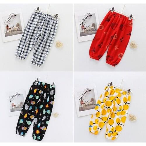 Childrens Anti-mosquito Pants Summer Girl Bloomers Cotton Mulberry Silk Medium And Small Childrens Air Conditioning Pants