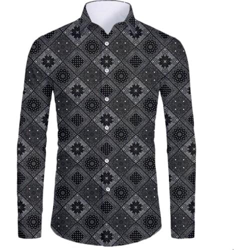 Mens Shirts Summer Oversize Paisley Bandana 3D Print Harajuku Hip Hop Male Cardigan Long Sleeve Shirts Mens Hawaiian Clothing