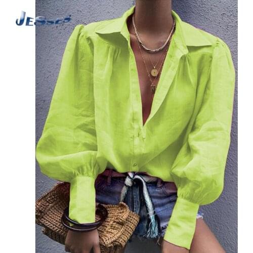 Turndown Collar Avocado Shirt Ladies Spring Autumn Long Sleeve Top Single-breasted Button Splicing Blouse For Women Casual Tops