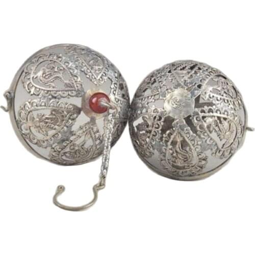 Silver Hand hollow round dragon cricket cage decoration