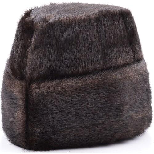 Male Autumn Solid Thicken Bomber Hats Mens Winter Imitation Mink Fur Caps Warm Earwarmer Unisex Womens Caps Size:56cm-59cm