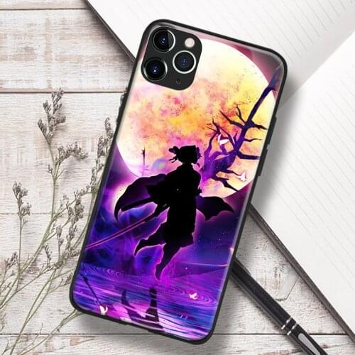 Shinobu Kocho Kimetsu No Yaiba Anime Soft TPU Glass Phone Case for IPhone SE 6s 7 8 Plus X Xr Xs 11 12 Mini Pro Max Samsung