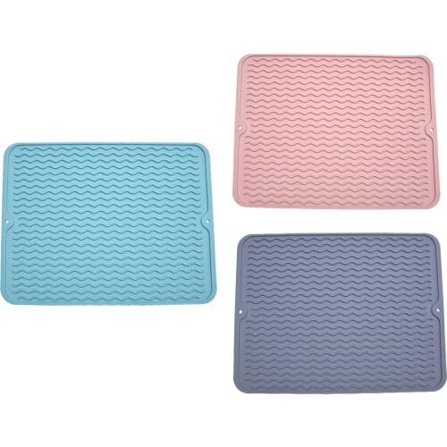 Collapsible Silicone Dish Draining Mat Wavy Line Heat Resistant Non-slip Rectangle Drying Pad Fridge Liner Hot Pad Heatproof Pad