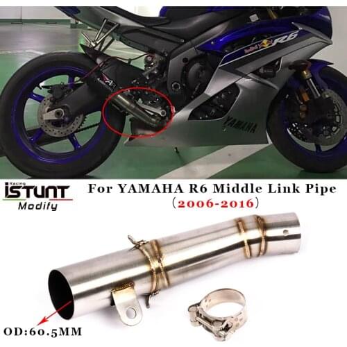 Slip on For YAMAHA R6 YZF-R6 2006-2012 2013 2014 2015 2016 Motorcycle Exhaust Escape Modified Stainless steel Middle Link Pipe