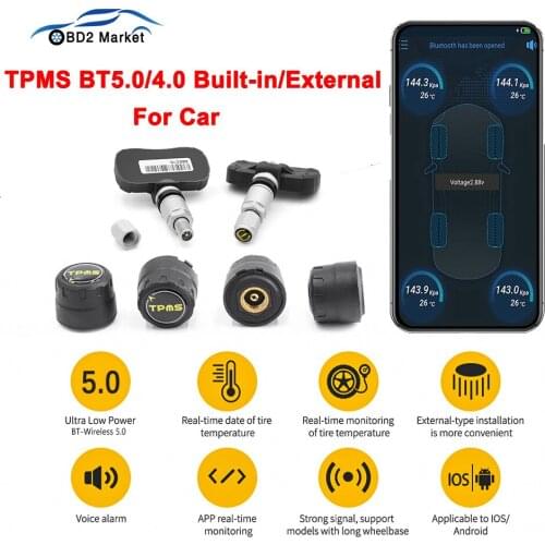 TPMS Tire Pressure Monitoring System 4 External/Built-in Sensor Digital LCD Display Auto Security Alarm Systems Tyre Pressure