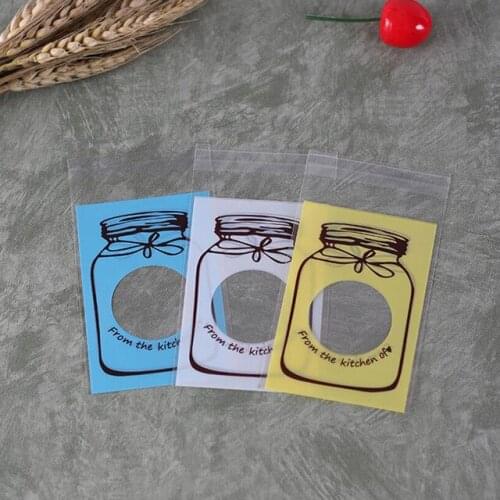 100 Pcs Candy Colors Bottle Style Cookies Candy Baking Packaging Bags,Self-adhesive Hand-made Soap Cosmetic Package Bags