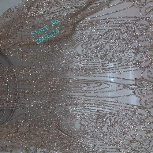 High quality african tulle lace fabric Hot Sale french net lace 5yard with glued glitter beads BZL-35198