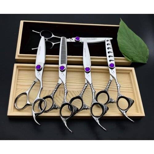JAPAN 440C Damascus Hair Scissors Professional High Quality 6 Inch Hairdressing Laser Razor Blade Cutting Thinning Barber Shears