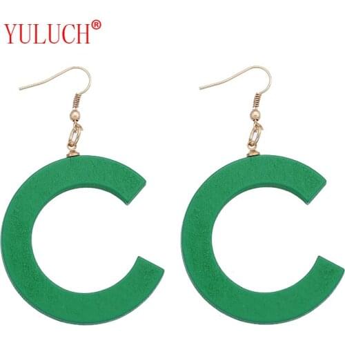 YULUCH 2018 New design large C-shaped openwork wooden pendant for fashion womens earrings jewelry gifts