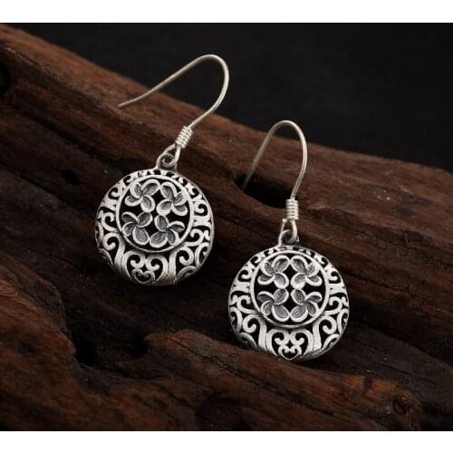 Silver S925 sterling silver, antique and auspicious clouds, high quality womens earrings earrings wholesale earrings