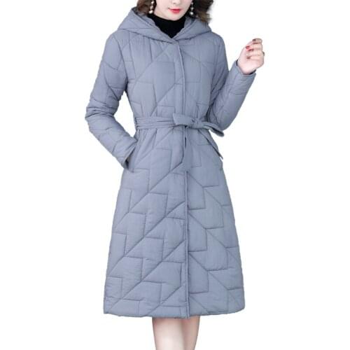 Winter cotton coat new fashion hooded jacket female slim was thin long section of down cotton thick warm cotton coat D221