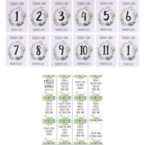 12 Sheet Milestone Photo Sharing Cards Gift Set Baby Age Cards - Baby Milestone Cards, Baby Photo Cards - Newborn Photo