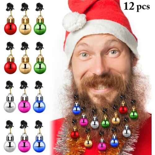 12 Pcs/Set Christmas Beard Decoration Santa Claus Beard Light Bulb Bells Clip Ornament For Christmas Party Events Accessories