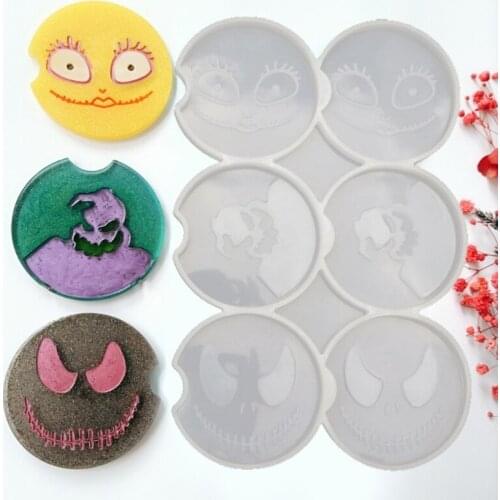 2 Pcs/Set Coaster Epoxy Resin Mold Table Cup Mat Casting Silicone Mould DIY Crafts Jewelry Placemat Plate Decoration Making Tool