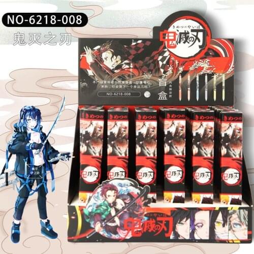 36 Pcs/box Anime Demon Slayer: Kimetsu No Yaiba Pen Kamado Tanjiro Gel Pen Blind Mystery Box Study Stationery Toys Gift 0.5mm
