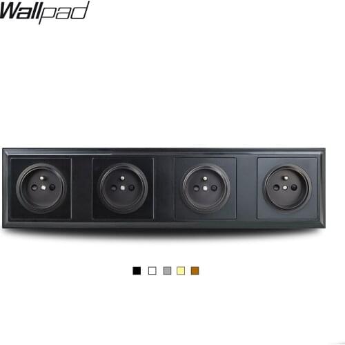 4 Way French Electric Wall Socket L6-P70 Plastic White Black Grey Brown Gold 5 Colors Wallpad 344 * 86 mm 16A Charger Plate