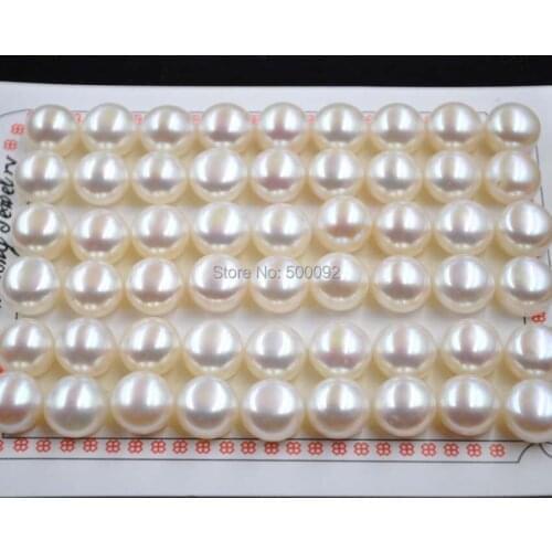 AA lots 54 PCS (27 PAIRS) 10mm - 10.5mm button freshwater pearl HALF DRILLED