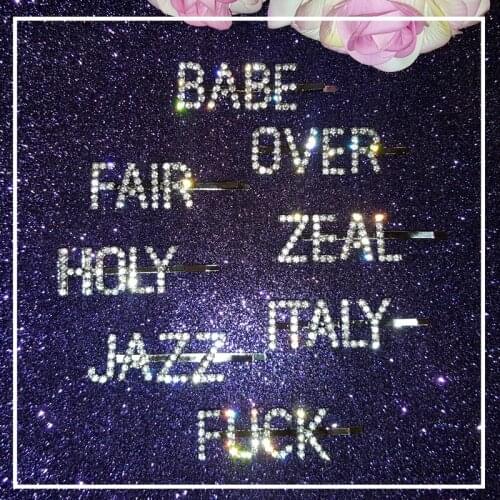 Sparkling Word Hair Clips Blingbling Crystal Letters Bobby Pins Cool Hair Accessories Professional Words Hair Pins Supplier