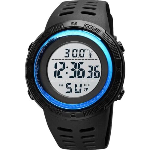 SKMEI Body Temperature Mens Watch Electronic 5Bar Waterproof Long Battery Life Alarm Clock LED Healthy Male Sport Watch reloj