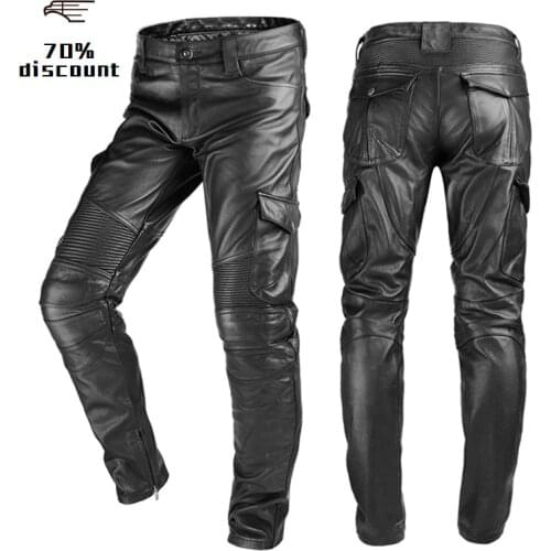 2020 Black Men American Style Motorcycle Leather Trousers Plus Size 4XL Genuine Thick Cowhide Bikers Pants FREE SHIPPING
